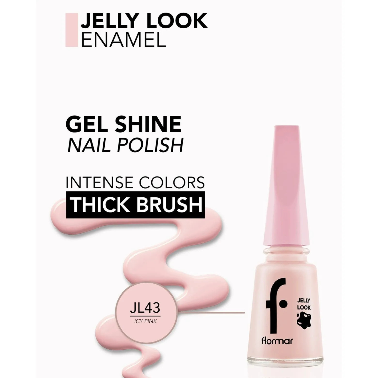 Flormar Jelly Look Nail Enamel 43 Icy Pink 11ml (0.37floz)