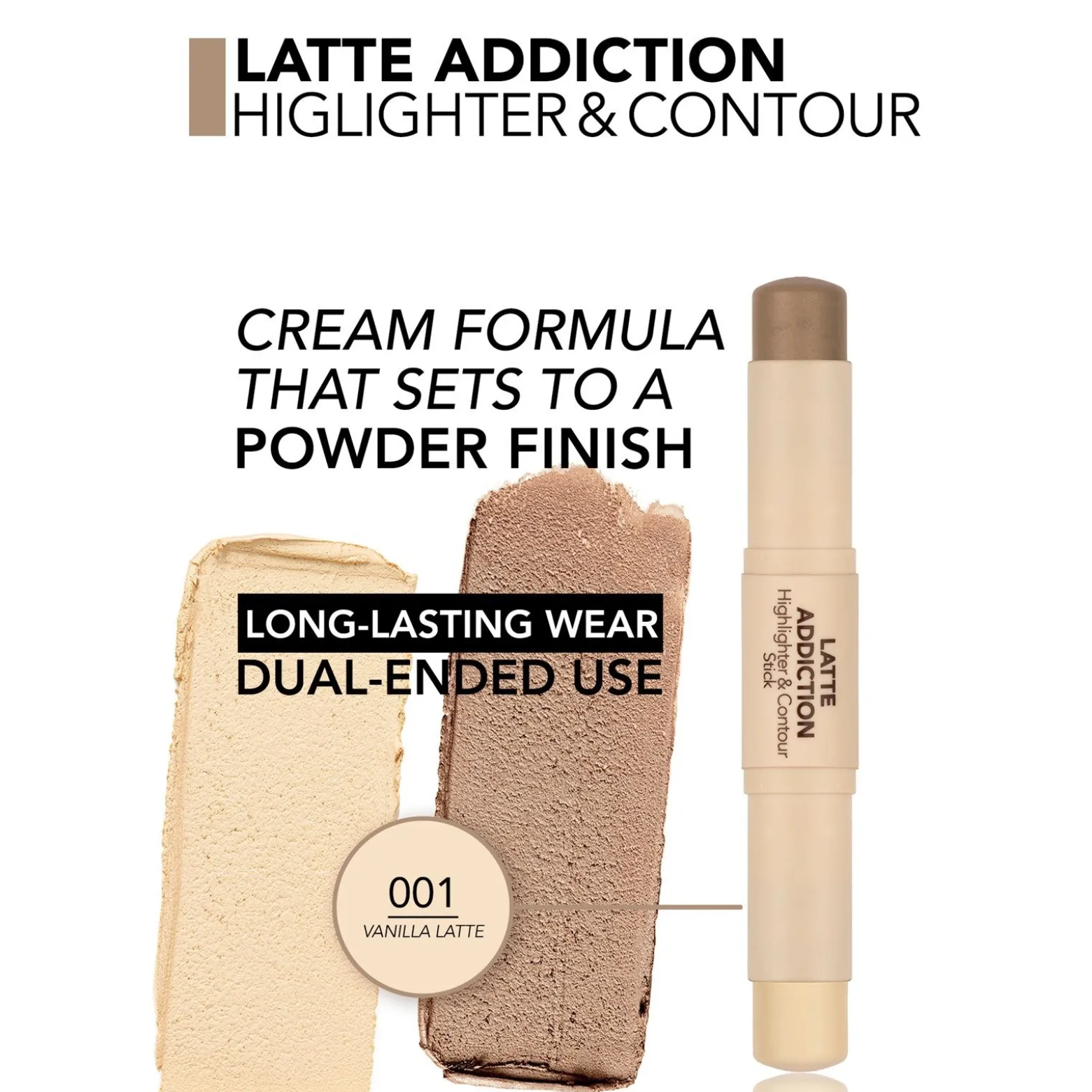 Flormar Latte Addiction Highlighter & Contour Stick 001 Vanilla Latte 2x4g (2x0.14oz)