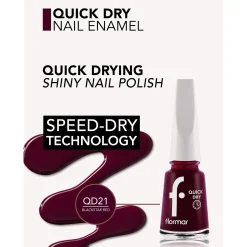 Flormar Quick Dry Nail Enamel 21 Blackstar Red 11ml (0.37floz)