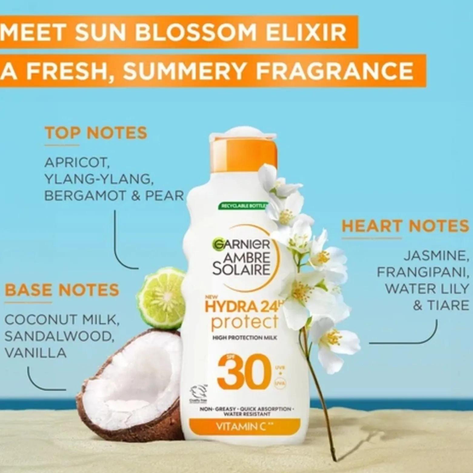 Garnier Ambre Solaire Hydra 24h Protect High Protection Milk SPF30 400ml (13.5floz)