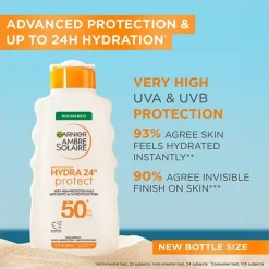 Garnier Ambre Solaire Hydra 24h Protect Very High Protection Milk SPF50+ 400ml (13.5floz)