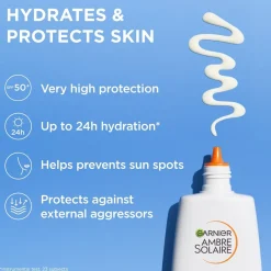 Garnier Ambre Solaire Super UV Hyaluronic Acid Hydrating Fluid SPF50+ Sunscreen 40ml (1.35floz)