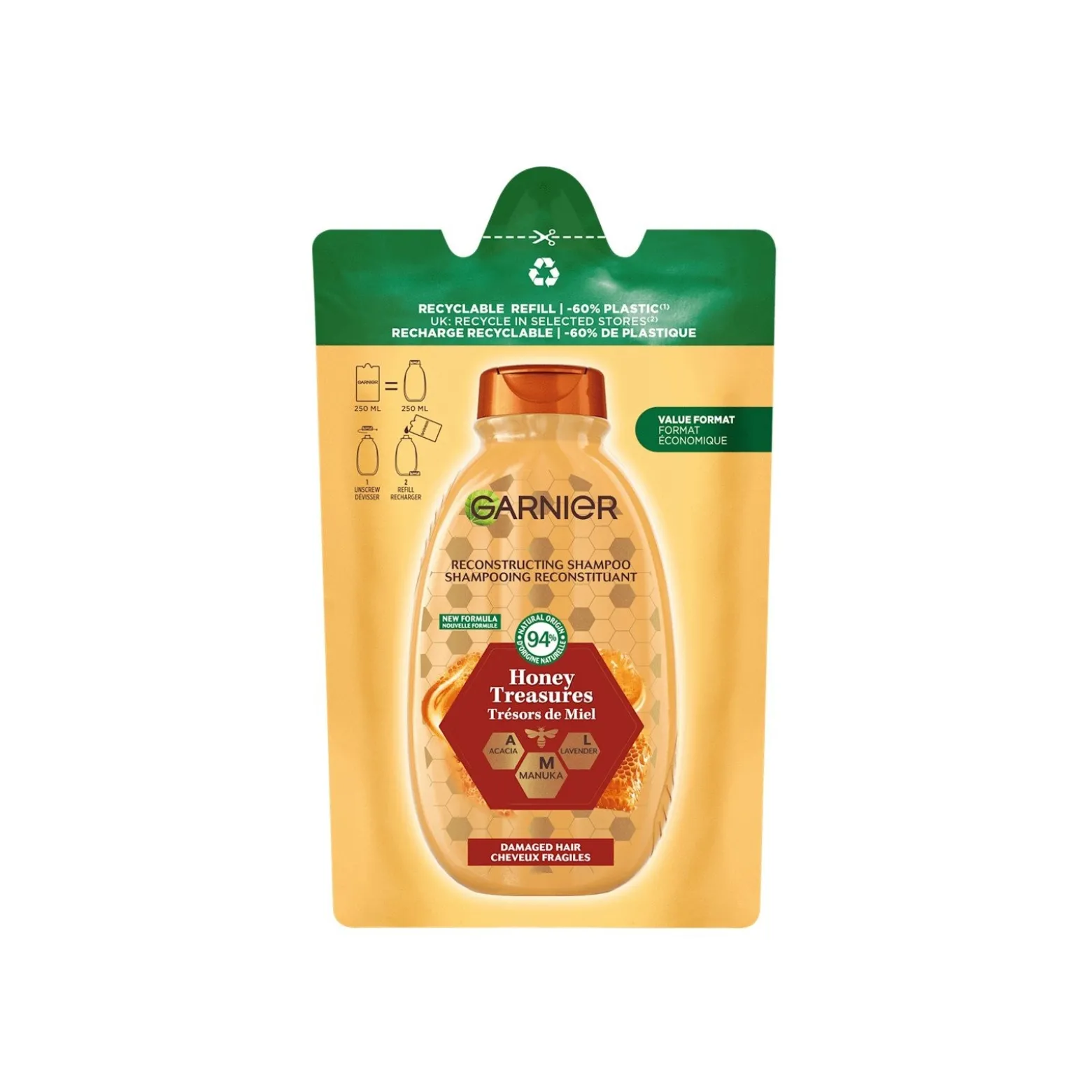 Garnier Ultimate Blends Honey Treasures Shampoo Refill 250ml (8.45floz)
