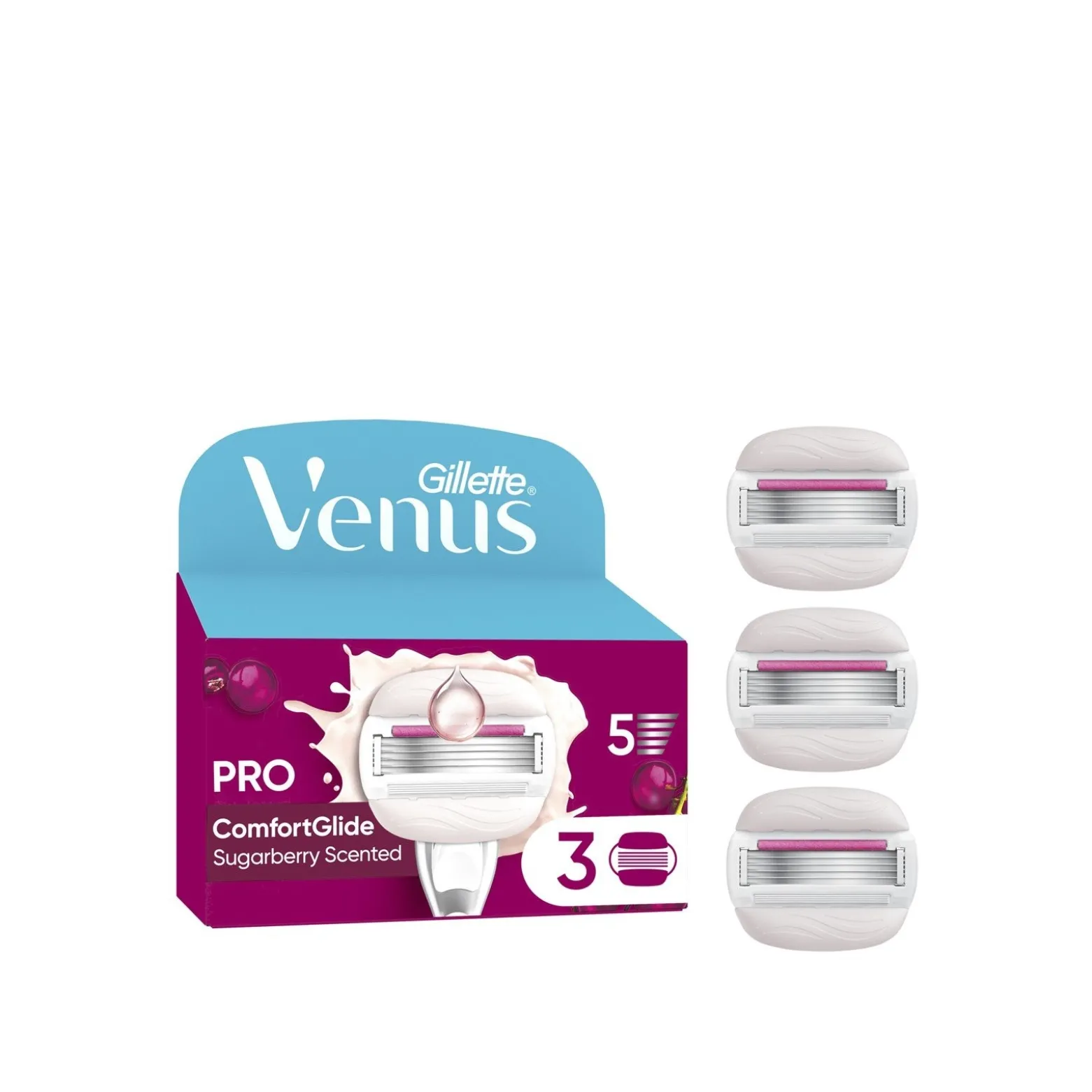 Gillette Venus Pro ComfortGlide Sugarberry Scented Replacement Blades x3