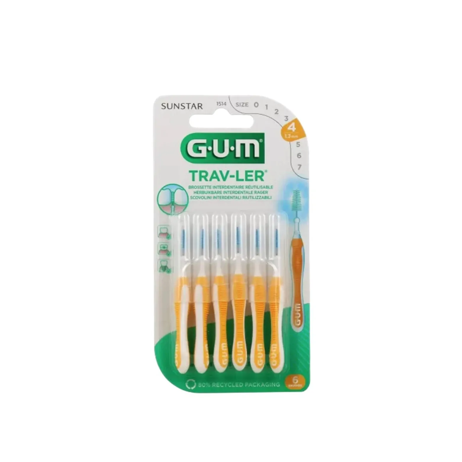 GUM Trav-Ler Reusable Interdental Brush ISO 4 x6