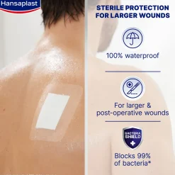Hansaplast Med+ Aqua Protect XXL Sterile Waterproof Wound Plasters x5