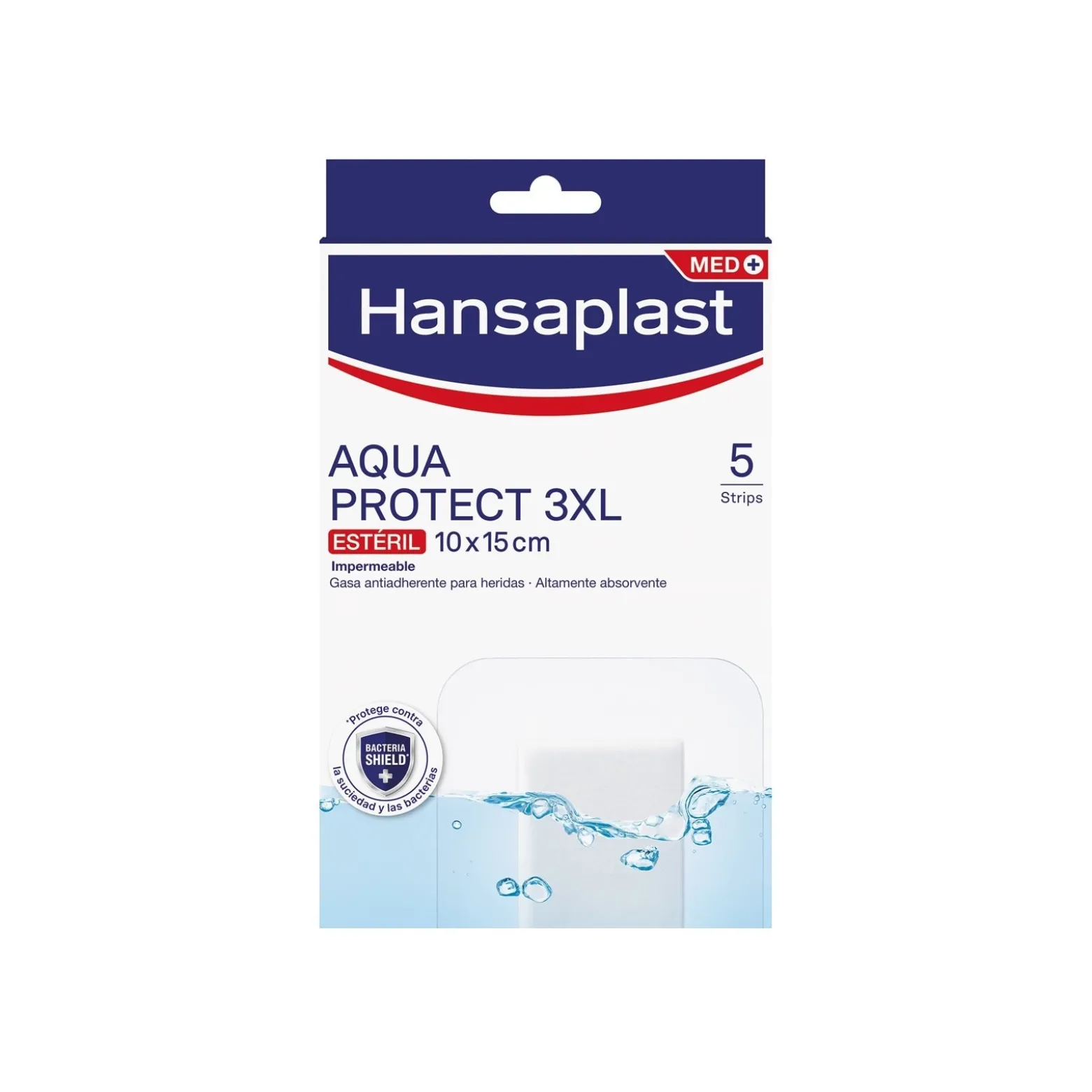 Hansaplast Med+ Aqua Protect 3XL Sterile Waterproof Wound Plasters x5