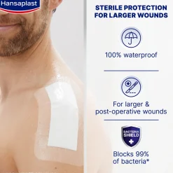 Hansaplast Med+ Aqua Protect 4XL Sterile Waterproof Wound Plasters x5