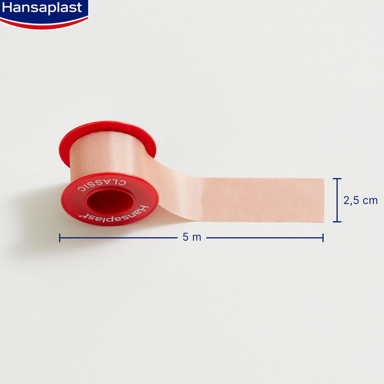 Hansaplast Med+ Classic Fixation Tape 5mx2.5cm (5.5ydx1.0in)