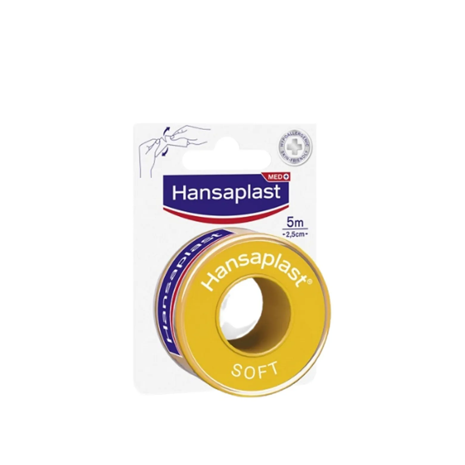 Hansaplast Med+ Soft Fixation Tape 5mx2.5cm (5.5ydx1.0in)