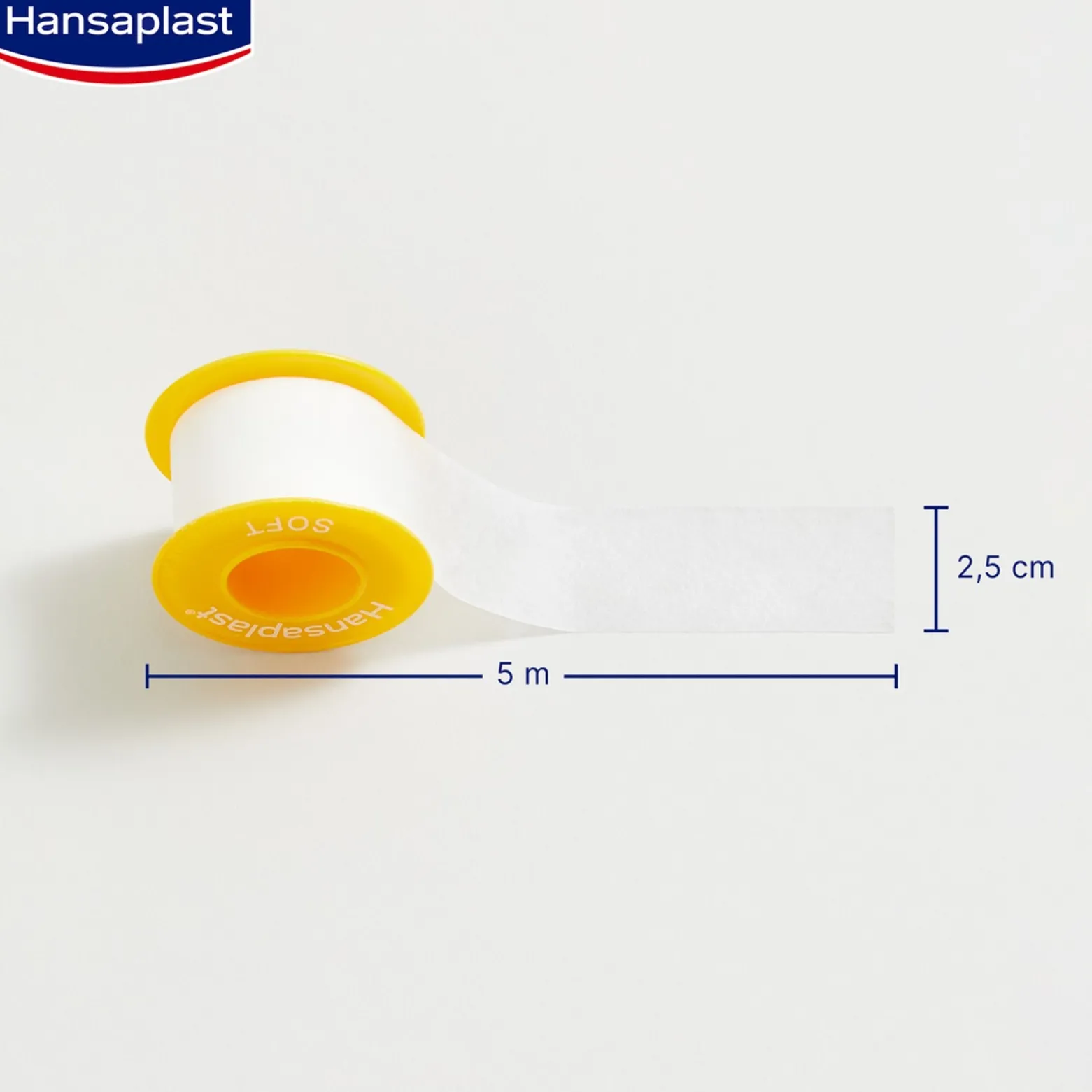 Hansaplast Med+ Soft Fixation Tape 5mx2.5cm (5.5ydx1.0in)
