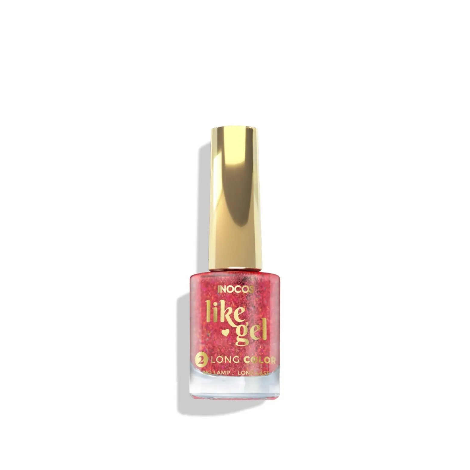 INOCOS Like Gel 2 Long Color Nail Polish 157 Red Glitters Mix 11ml (0.37floz)