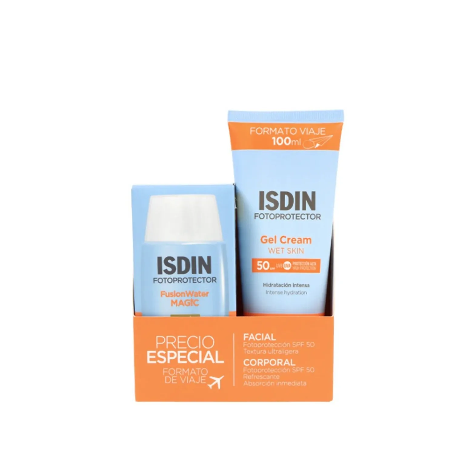 ISDIN Fotoprotector Fusion Water Magic SPF50 50ml + Gel Cream Wet Skin 100ml (1.69floz + 3.38floz)