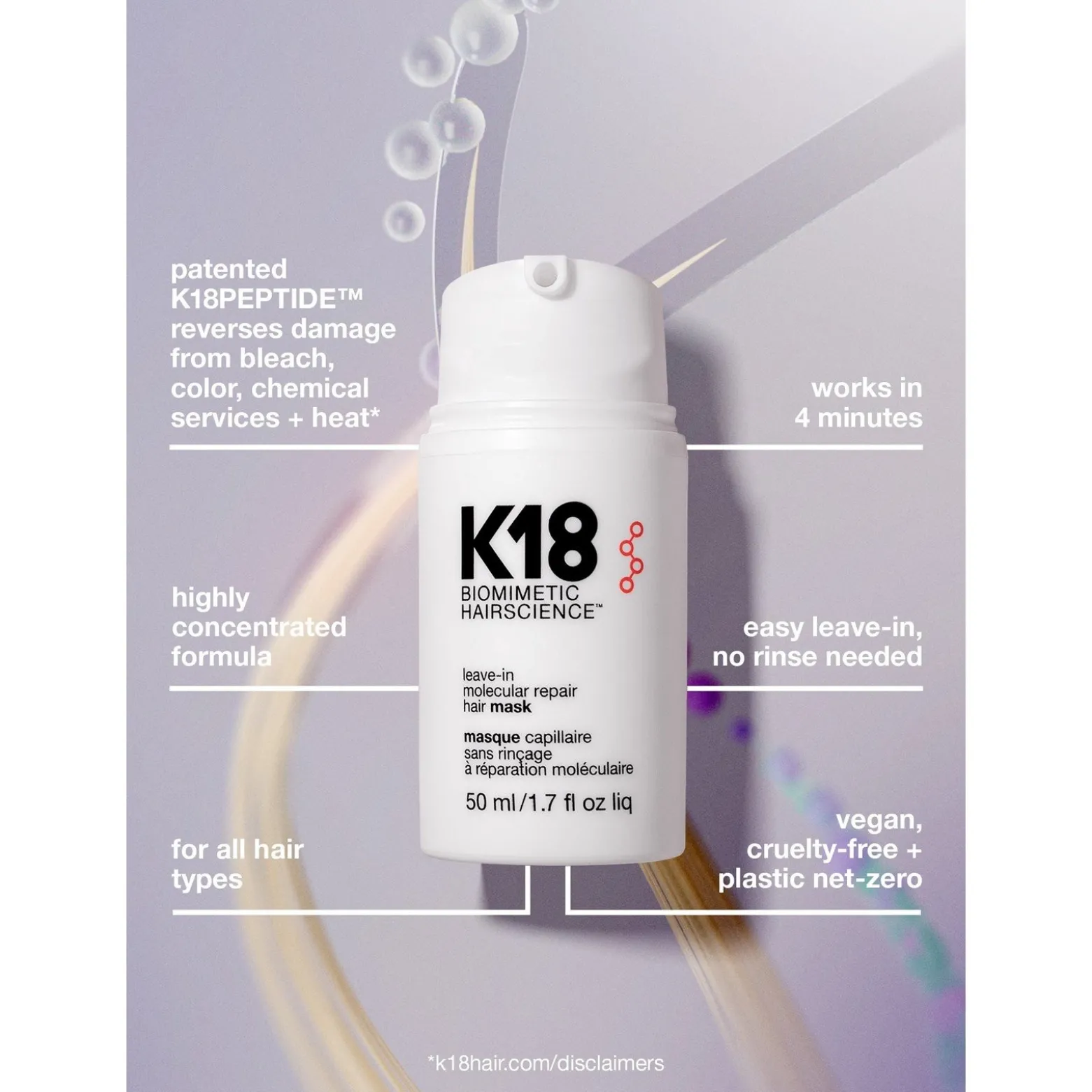 K18 Leave-In Molecular Repair Hair Mask Damaged Hair 50ml (1.7floz)