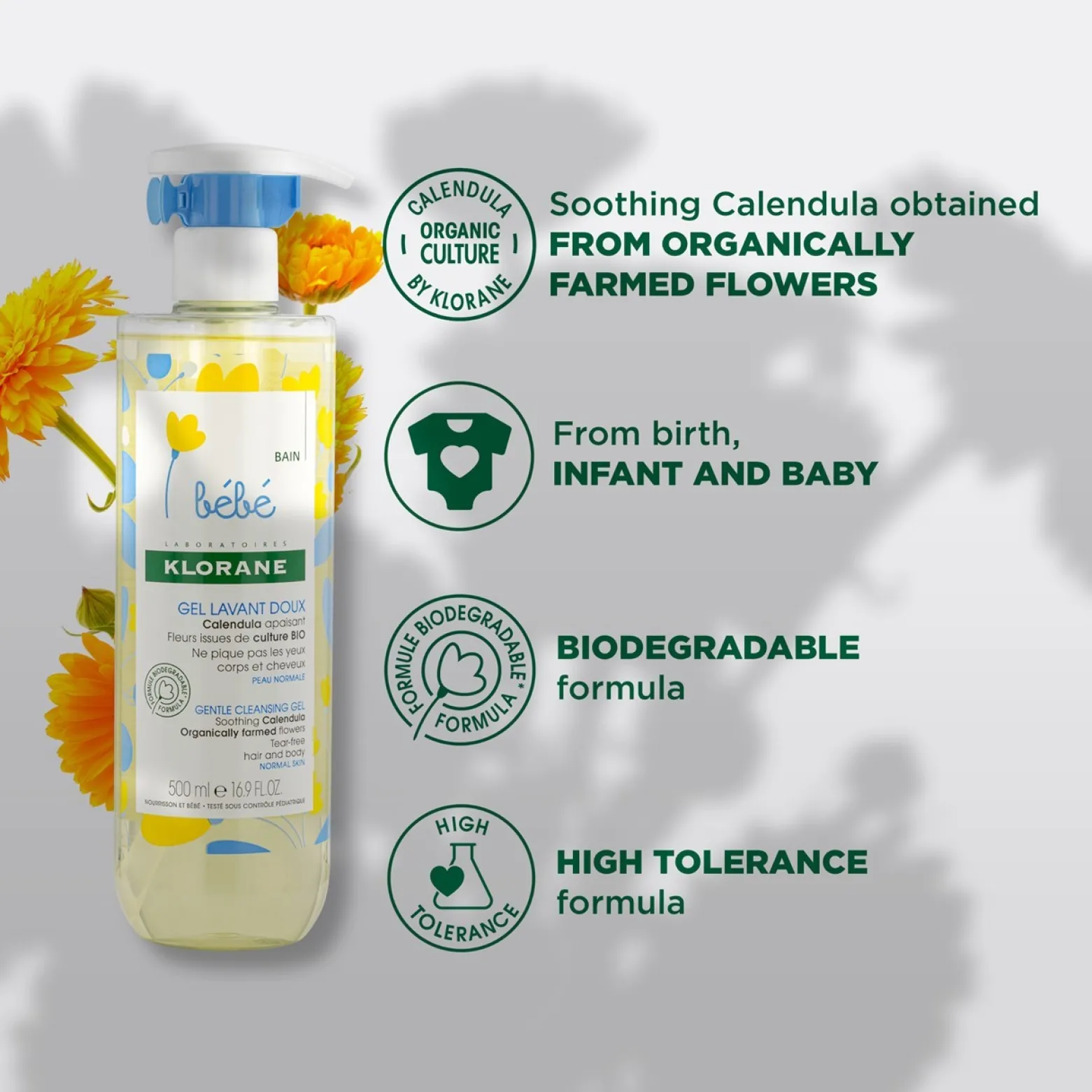 Klorane Baby Gentle Cleansing Gel 500ml (16.91floz)