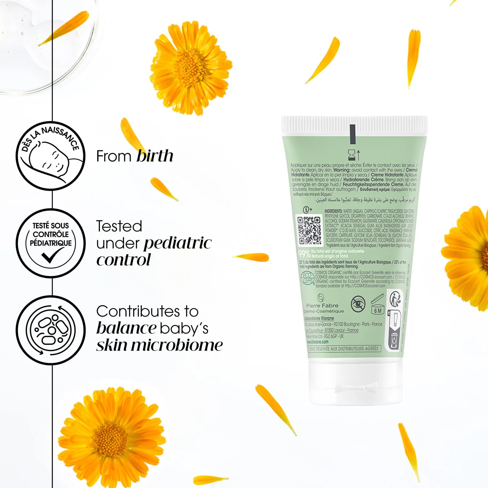 Klorane Baby Moisturizing Cream with Organic Calendula 50ml (1.69floz)