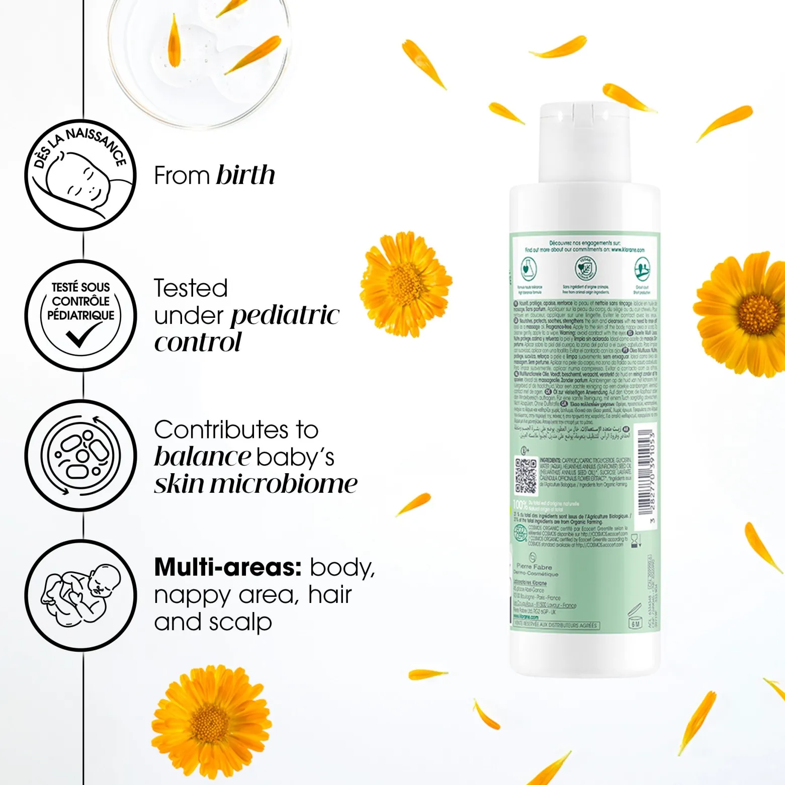Klorane Baby Multi-Purpose Oil with Organic Calendula 200ml (6.7floz)