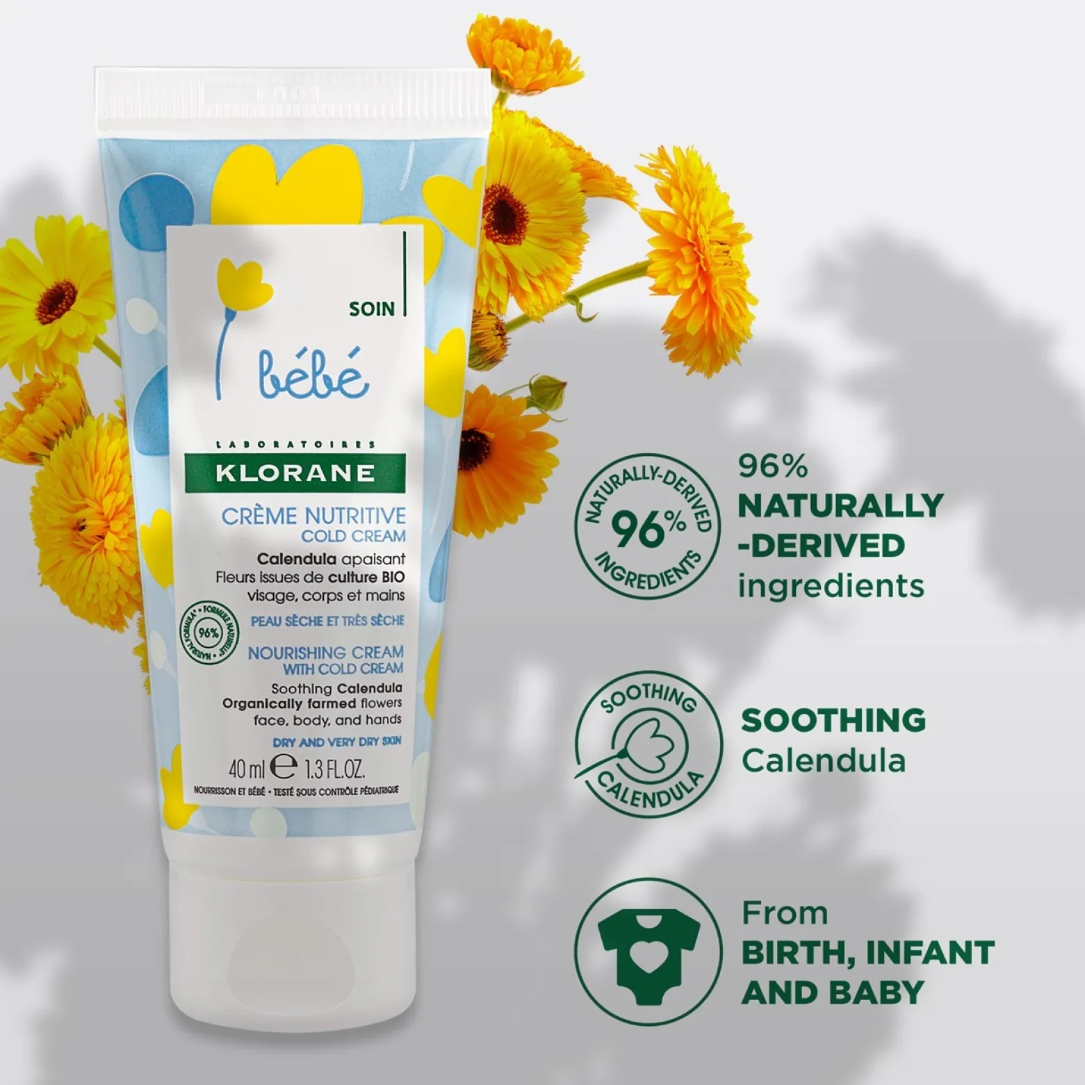 Klorane Baby Nourishing Cream with Cold Cream 40ml (1.35floz)