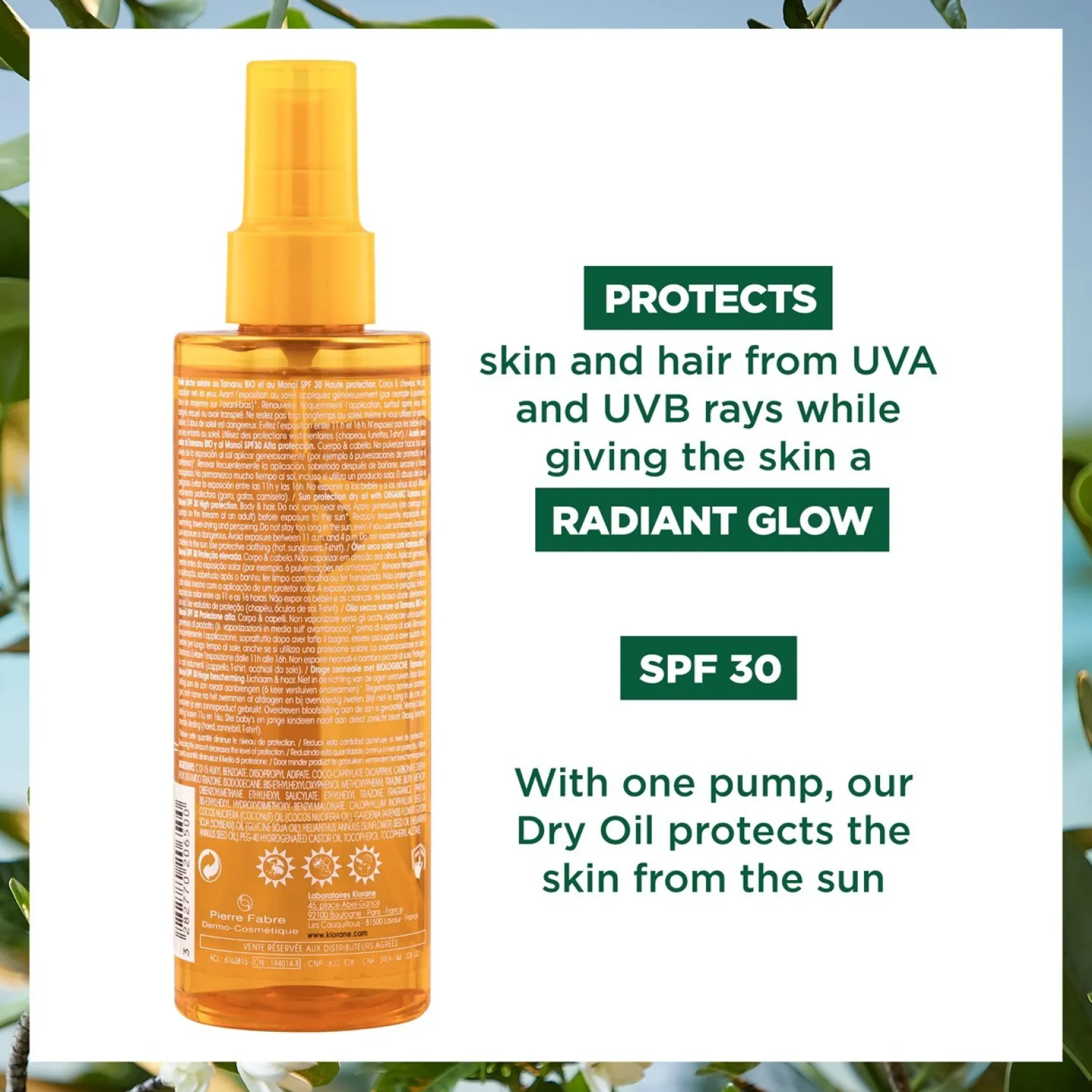 Klorane Polysianes Sun Protection Dry Oil SPF30 200ml (6.76fl oz)