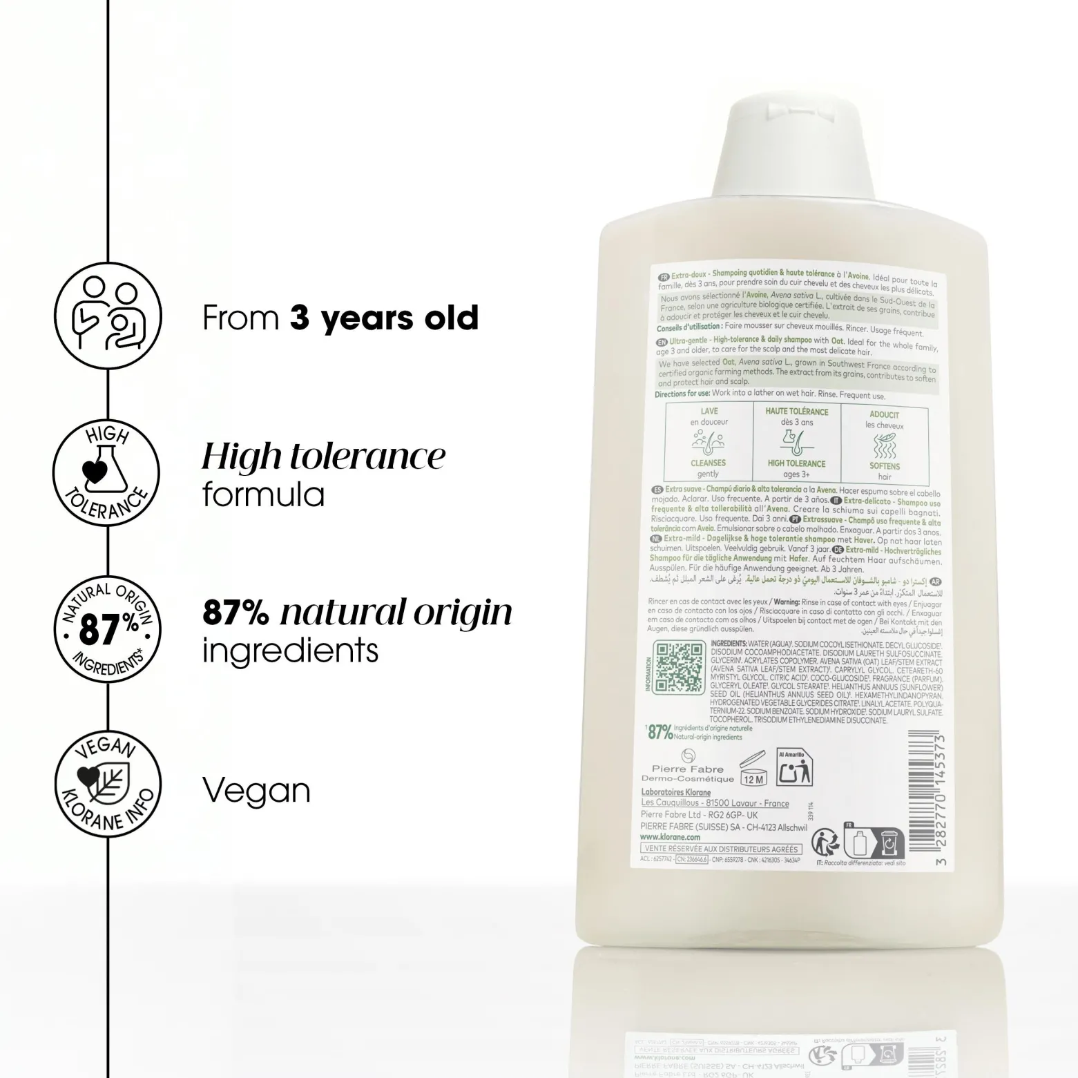 Klorane Ultra-Gentle Shampoo with Oat Milk 400ml (13.53floz)