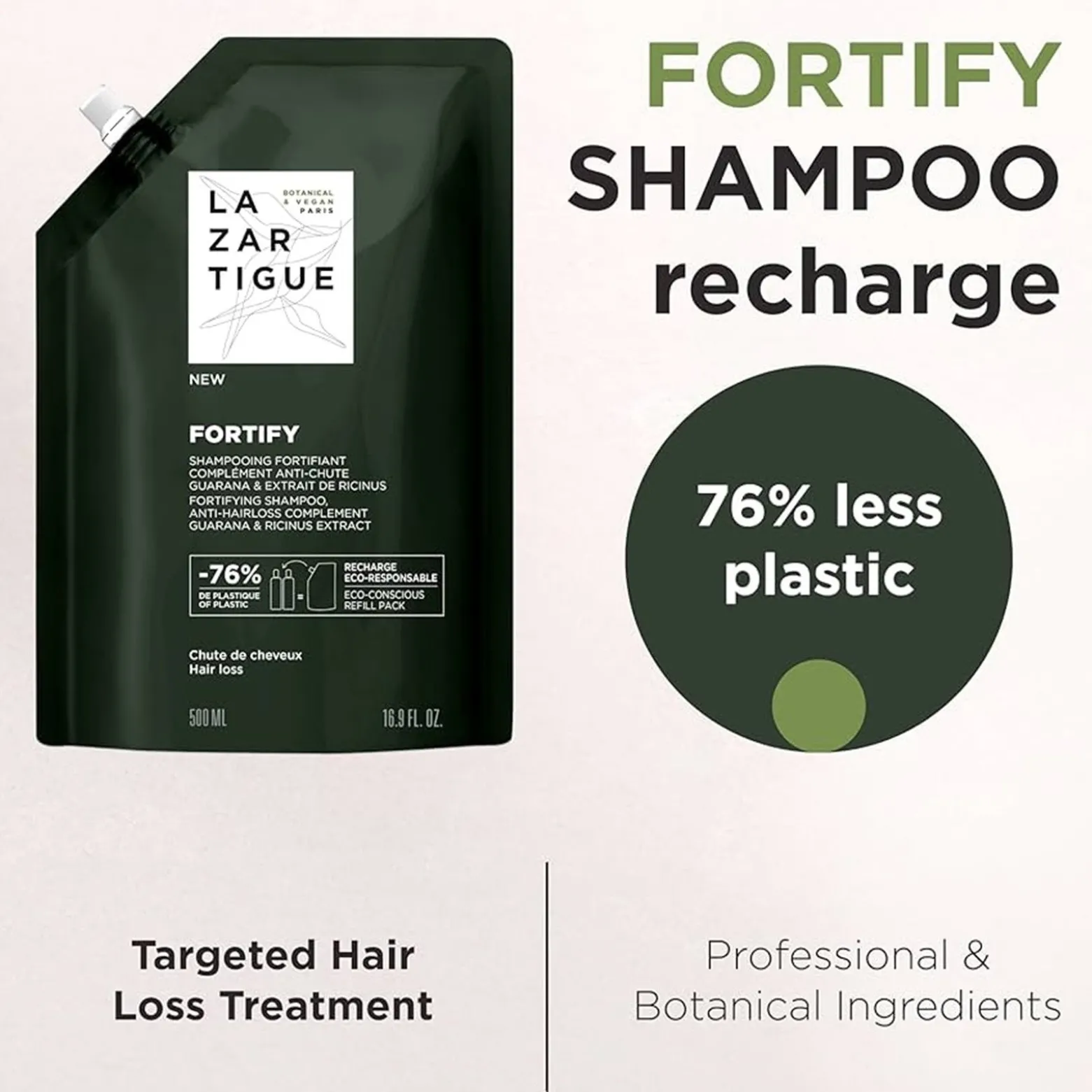 Lazartigue Fortify Fortifying Anti-Hairloss Shampoo Eco Refill 500ml (16.9floz)