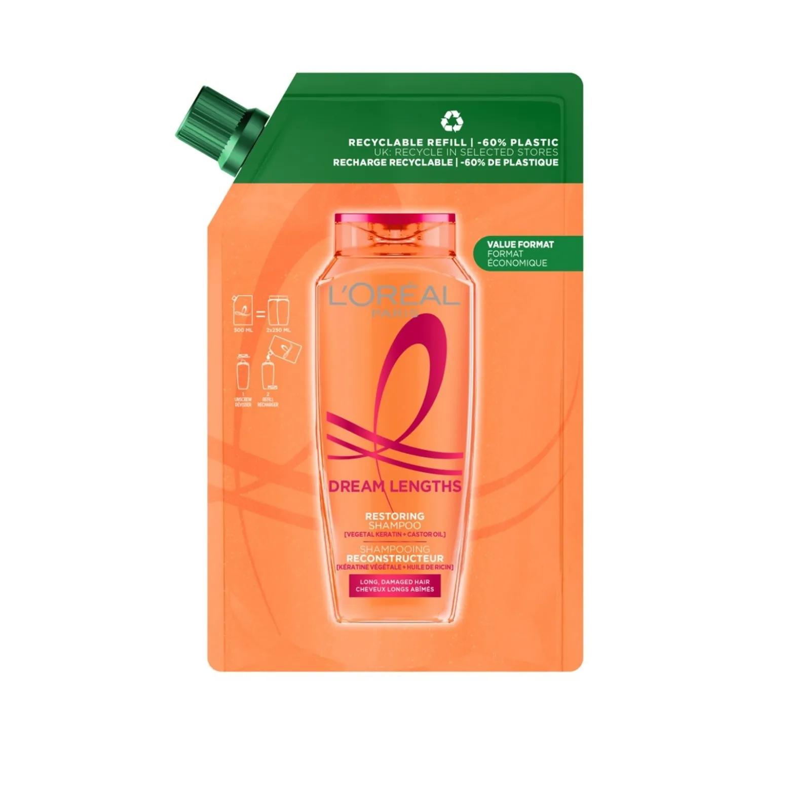 L'Oréal Paris Elvive Dream Long Shampoo Refill 500ml (16.9floz)