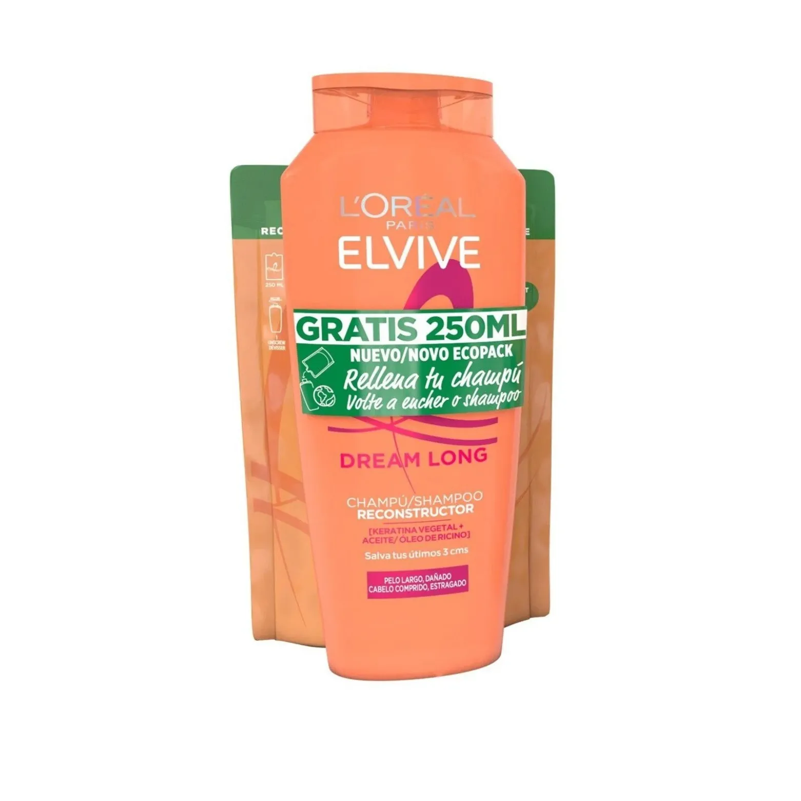 L'Oréal Paris Elvive Dream Long Shampoo 400ml + Dream Long Shampoo Refill 250ml