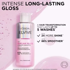 L'Oréal Paris Elvive Glycolic Gloss 5 Minute Lamination Treatment Glycolic Acid 200ml (6.76 fl oz)