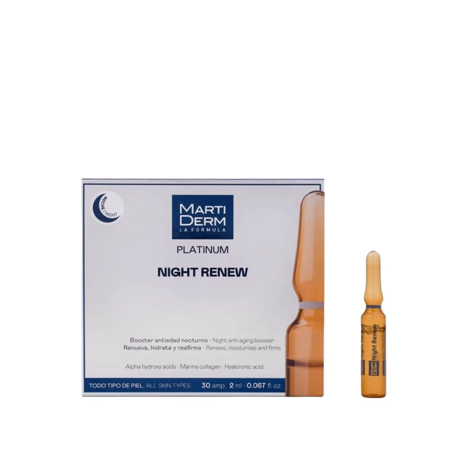 Martiderm Night Renew Platinum Ampoules Soft Peeling 30x2ml (30x0.07fl oz)