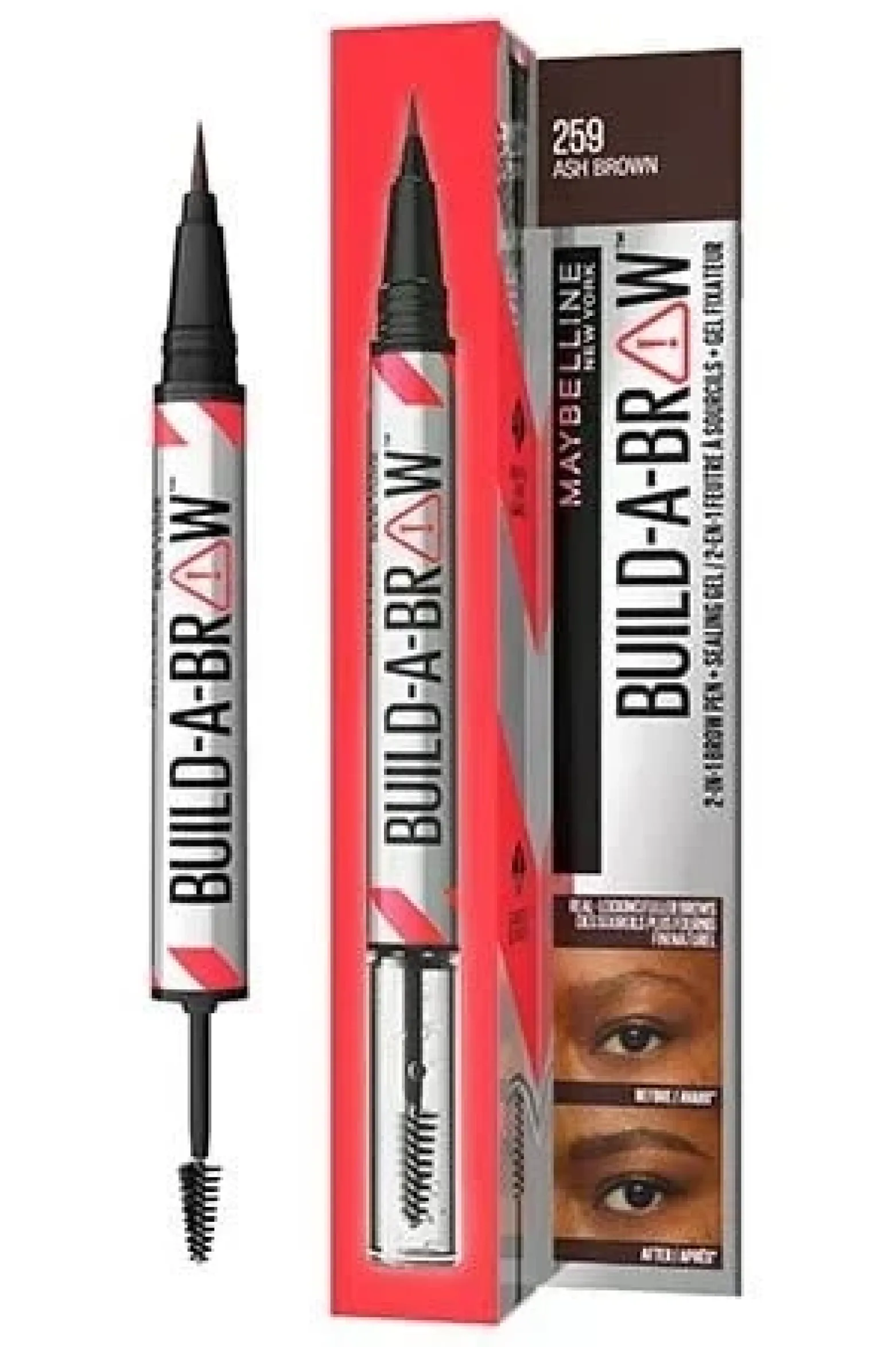 Maybelline Build-A-Brow 2-In-1 Brow Pen + Sealing Gel 259 Ash Brown