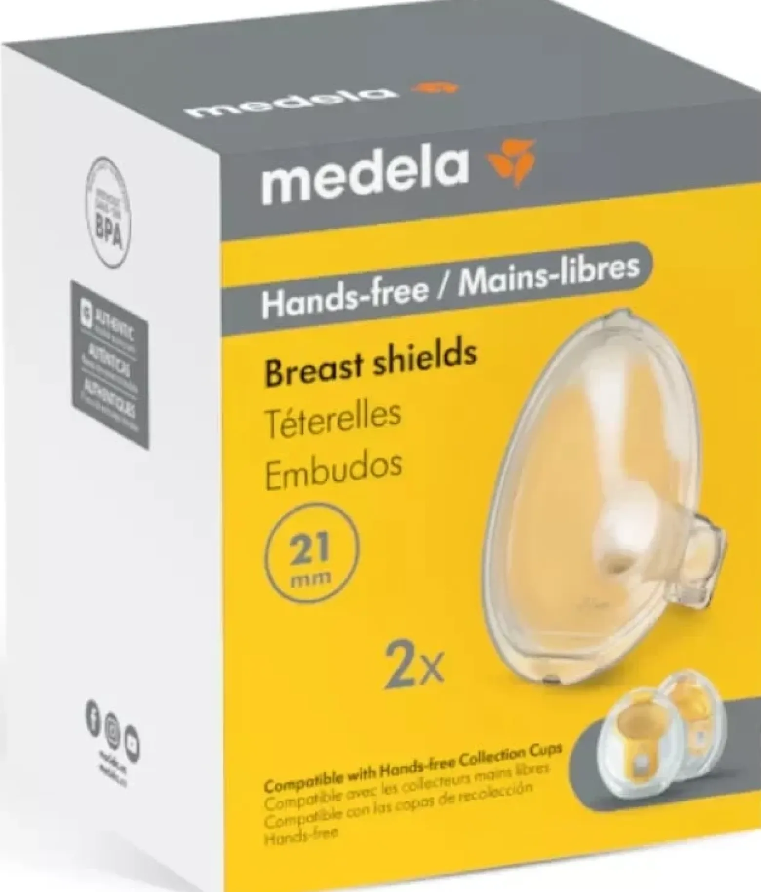 Medela Hands-Free Breast Shields Small Size x2