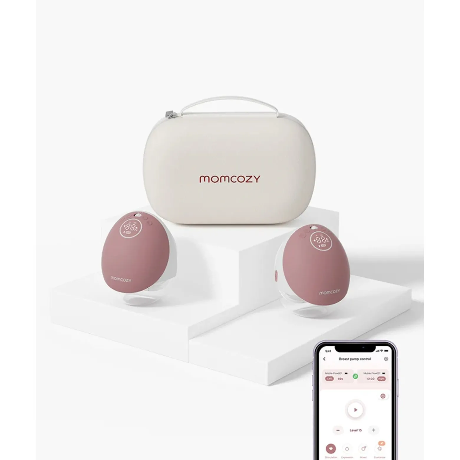 Momcozy M9 Mobile Flow™ Hands-Free Double Breast Pump Cozy Red