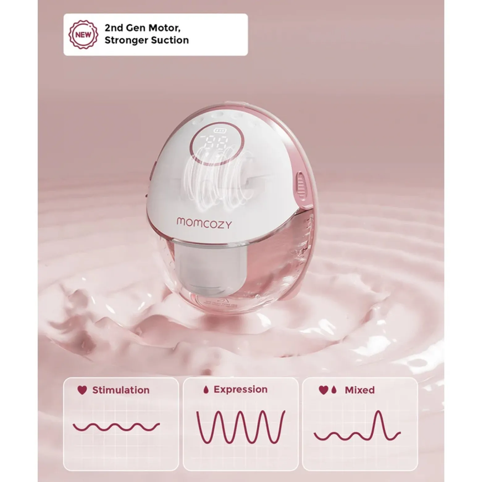 Momcozy M6 Mobile Style™ Hands-Free Single Breast Pump Cozy Red