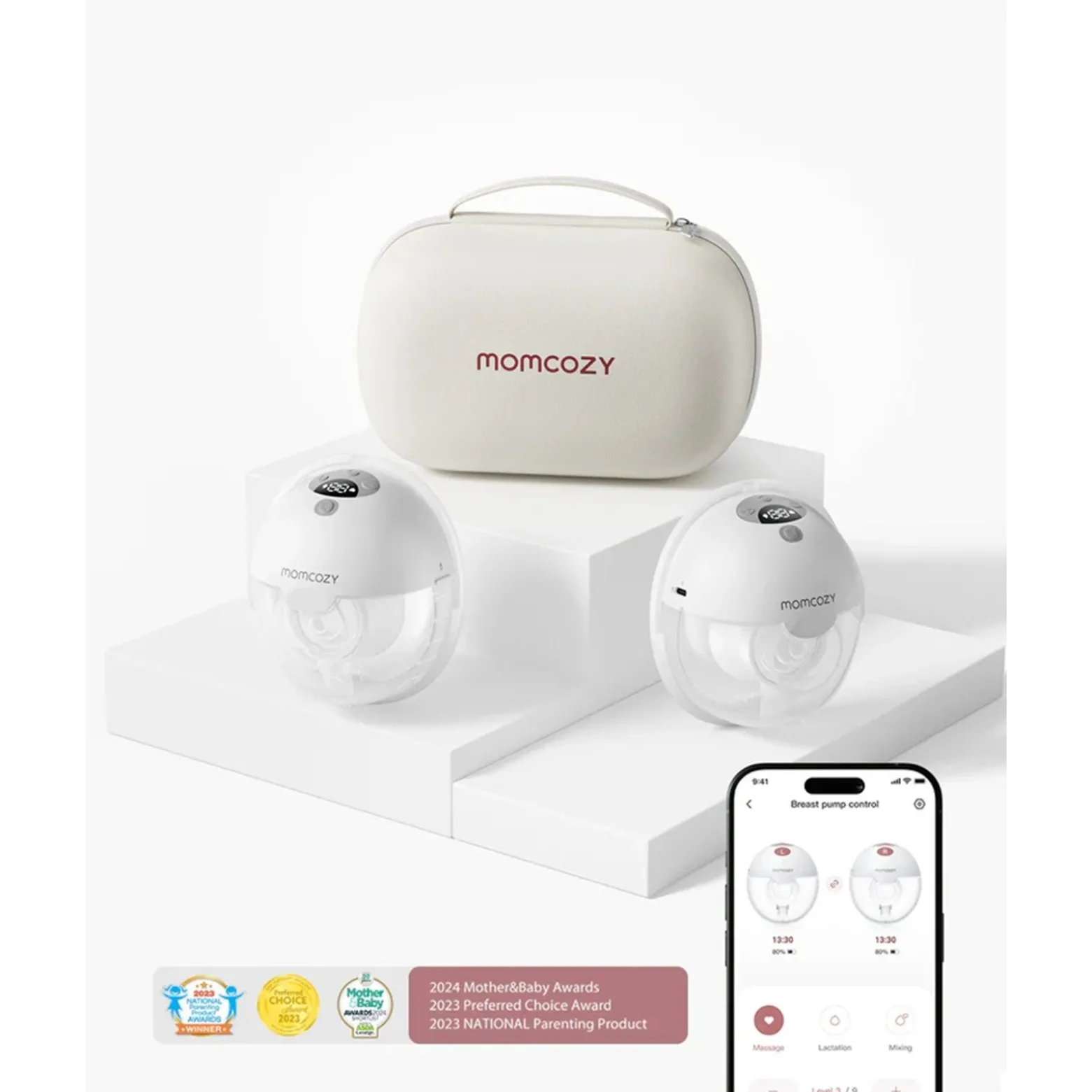 Momcozy M5 Wearable Double Breast Pump Quill Grey