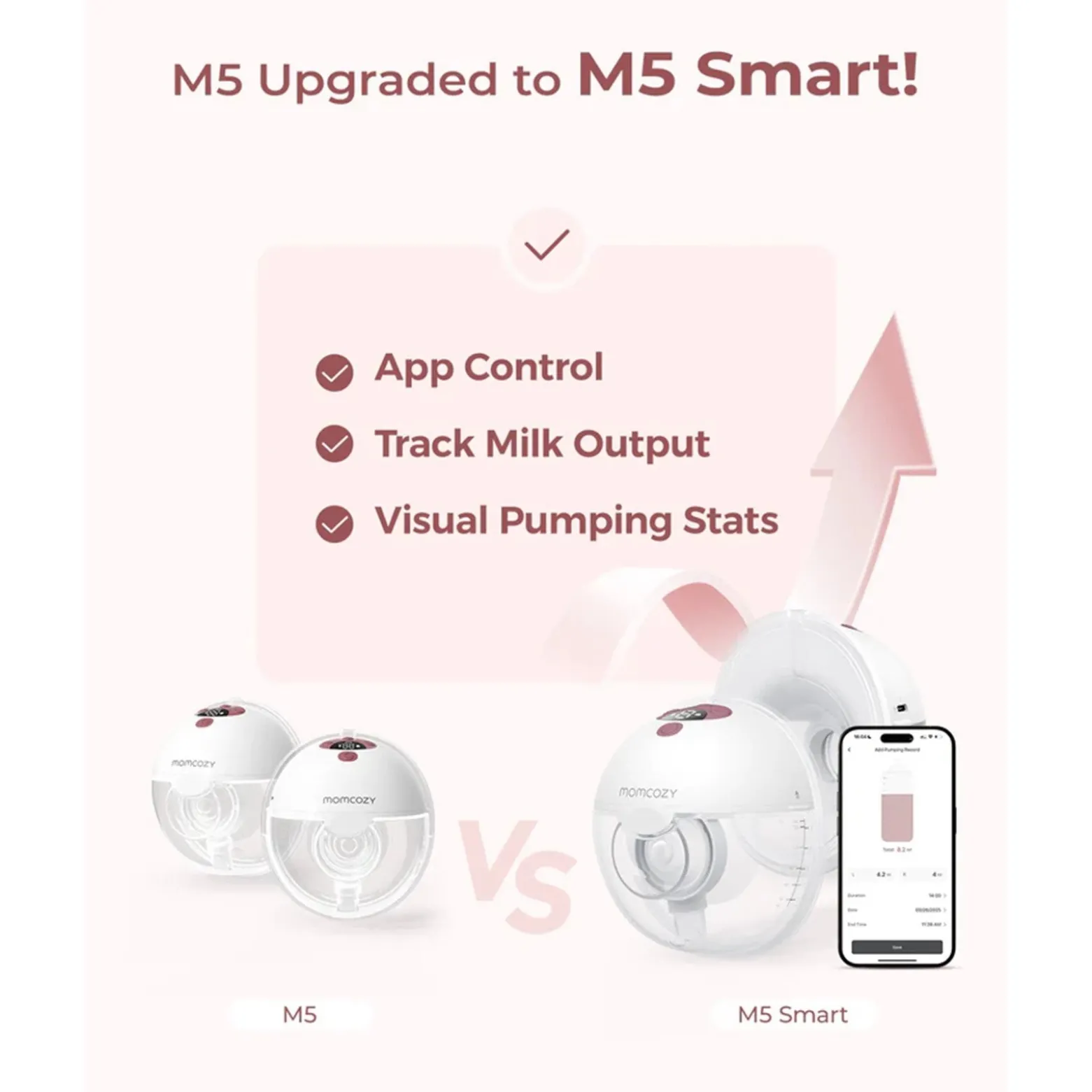Momcozy M5 Wearable Double Breast Pump Quill Grey