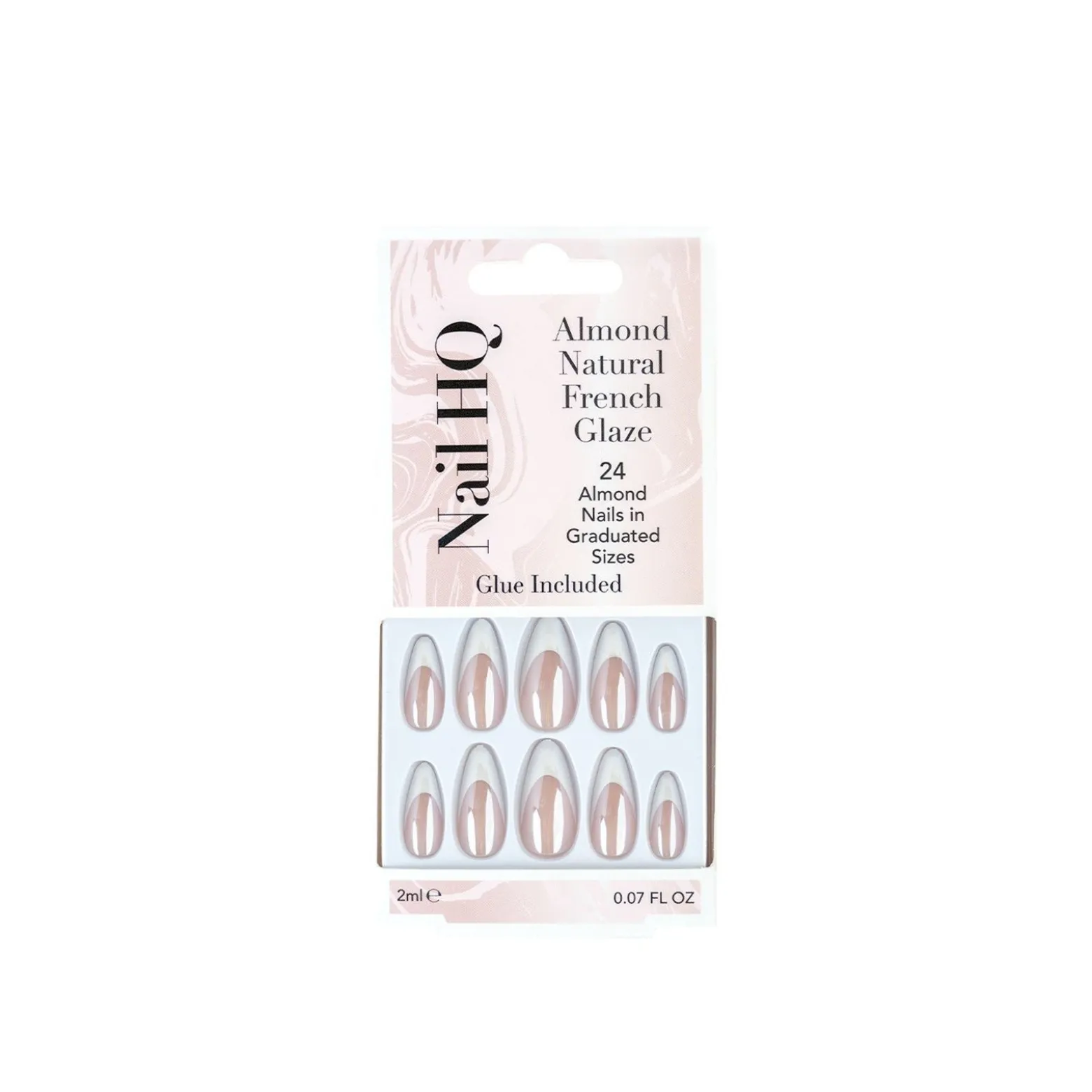 Nail HQ Almond Natural French Glaze Nails x24