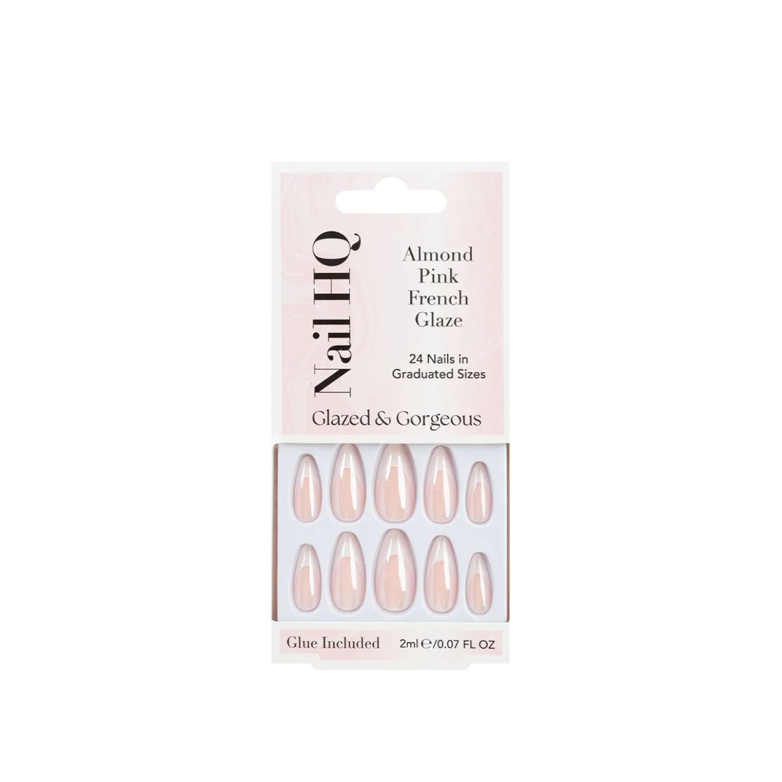 Nail HQ Almond Pink French Glaze Nails x24
