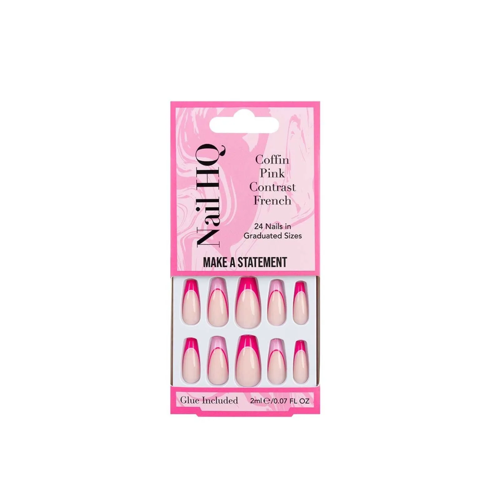Nail HQ Coffin Pink Contrast French Nails x24
