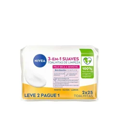 Nivea Biodegradable Gentle Cleansing Wipes Dry/Sensitive Skin 2x25