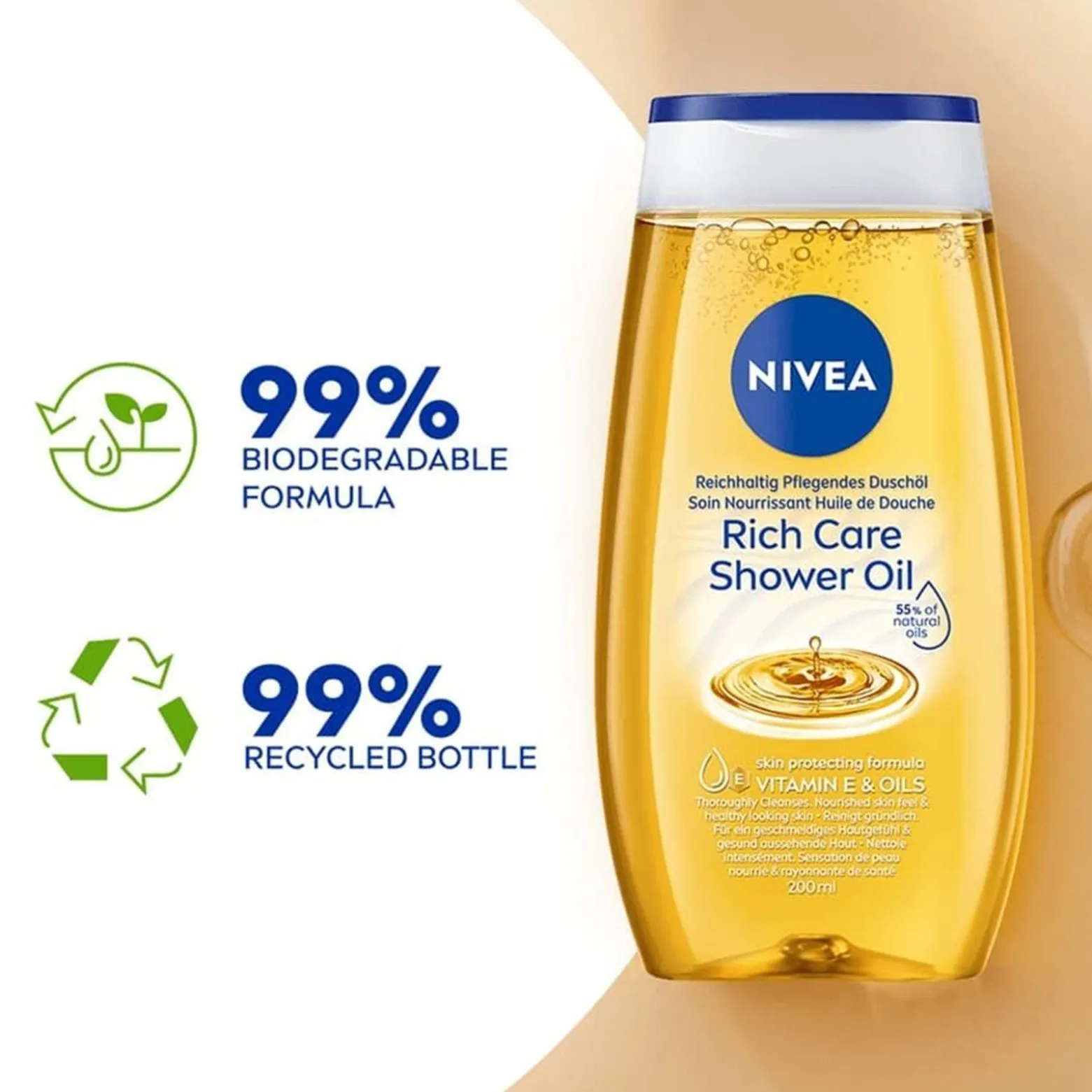 Nivea Rich Care Shower Cleansing Oil 200ml (6.76 fl oz)