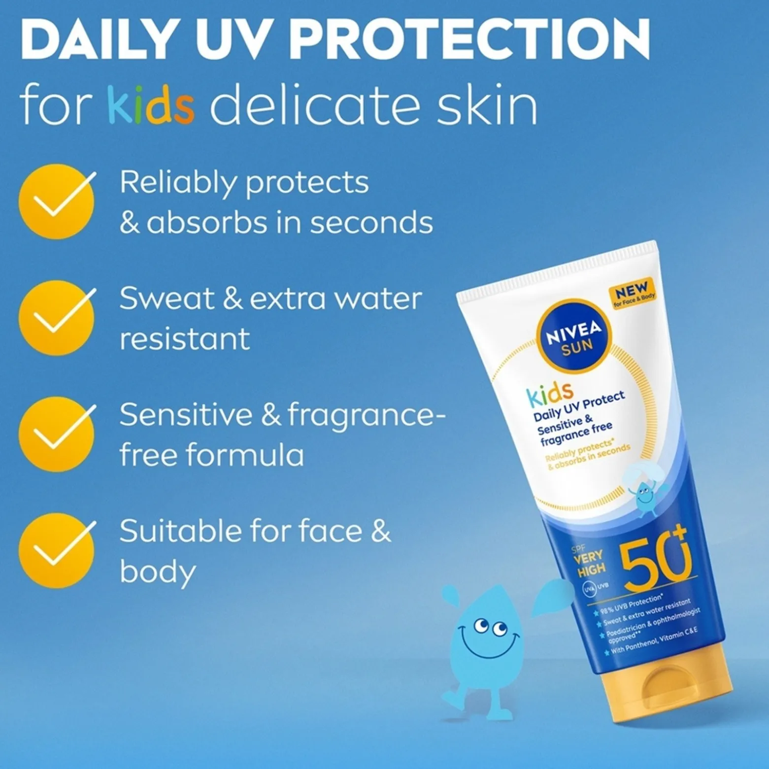 Nivea Sun Kids Daily UV Protect Sunscreen SPF50+ 100ml (3.38floz)