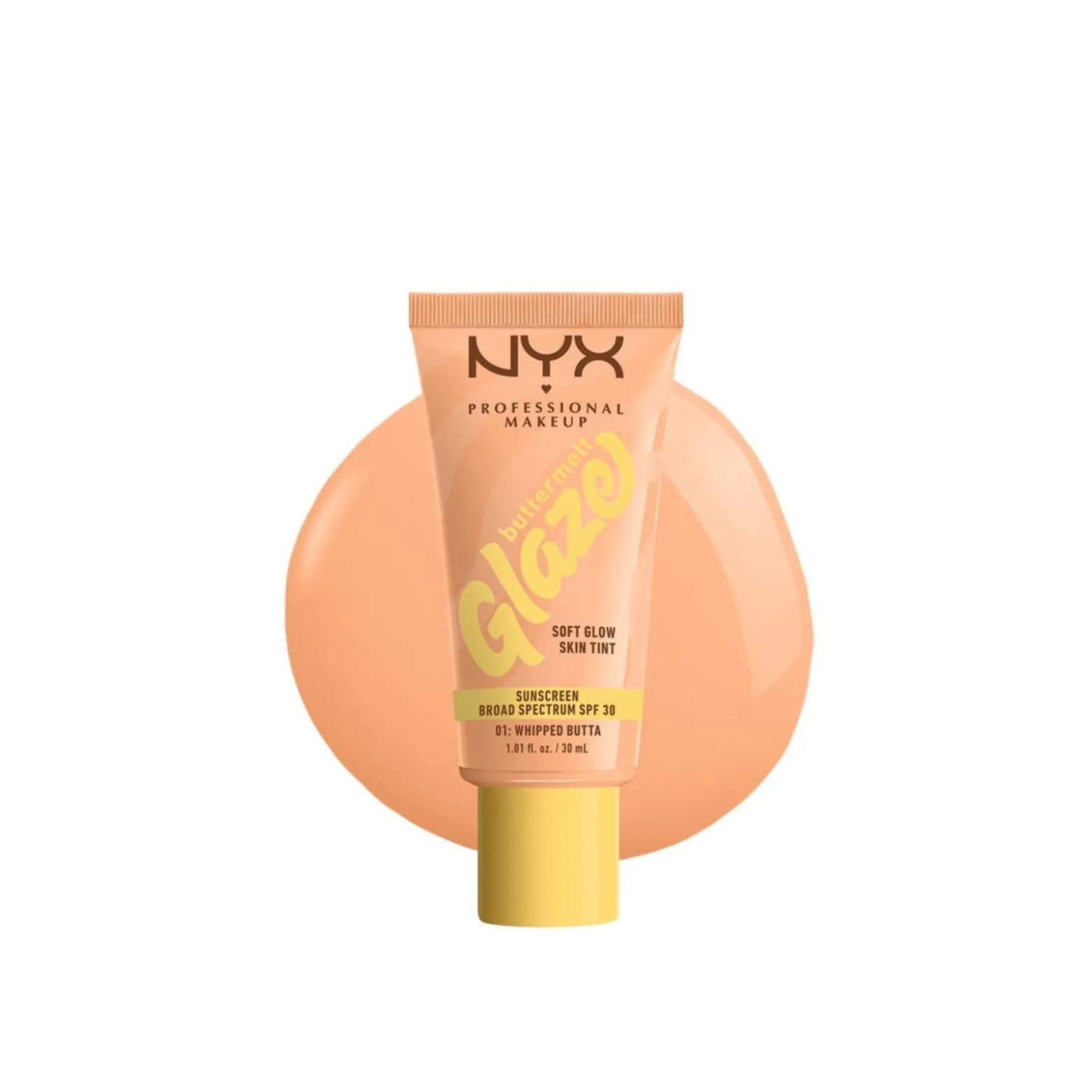 NYX Pro Makeup Buttermelt Glaze Soft Glow Skin Tint SPF30 01: Whipped Butta 30ml (1.01floz)