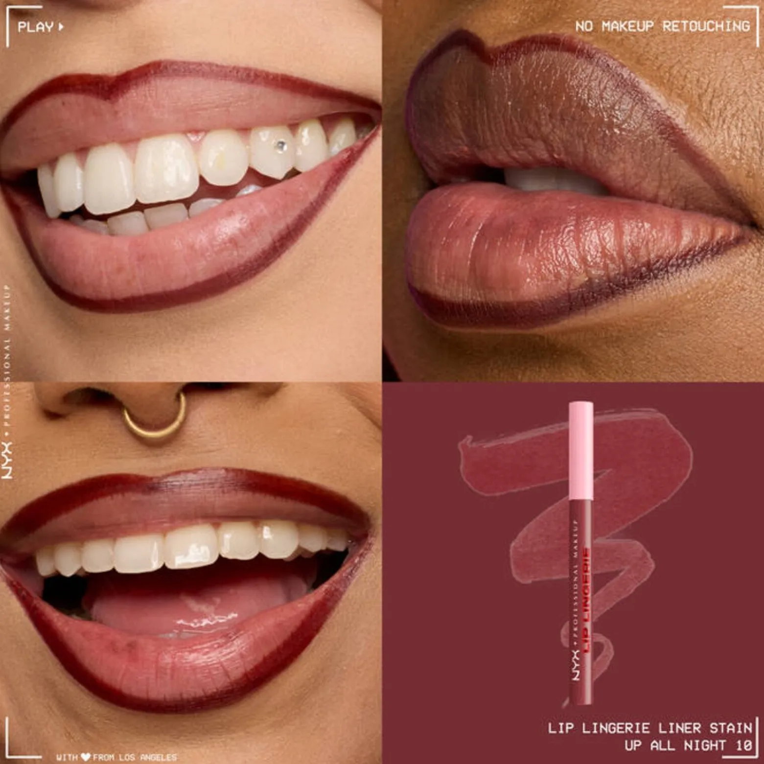 NYX Pro Makeup Lip Lingerie Lip Liner Stain 10 Up All Night 1ml (0.03floz)