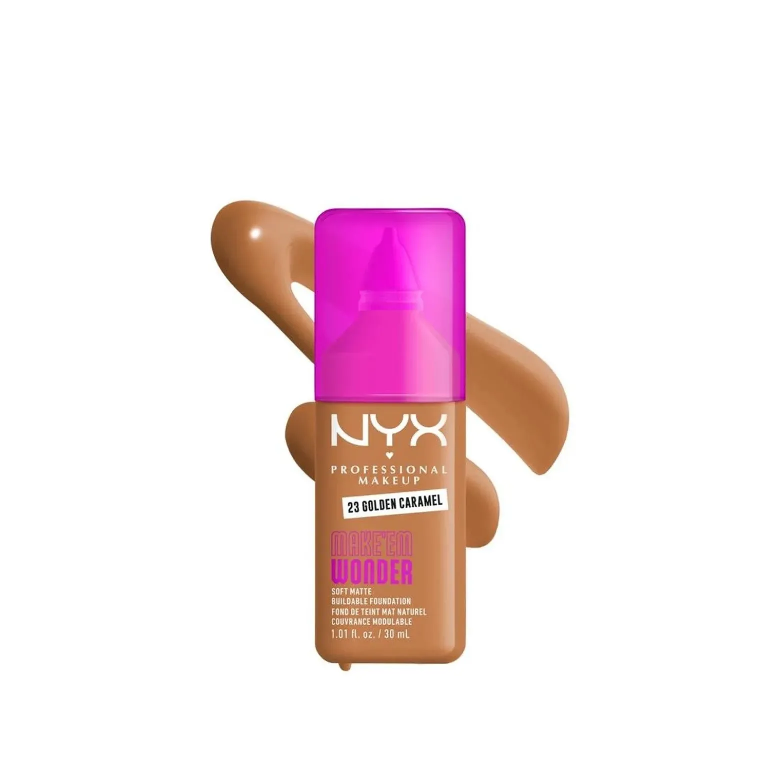 NYX Pro Makeup Make'em Wonder Soft Matte Buildable Foundation 23 Golden Caramel 30ml (1.01floz)