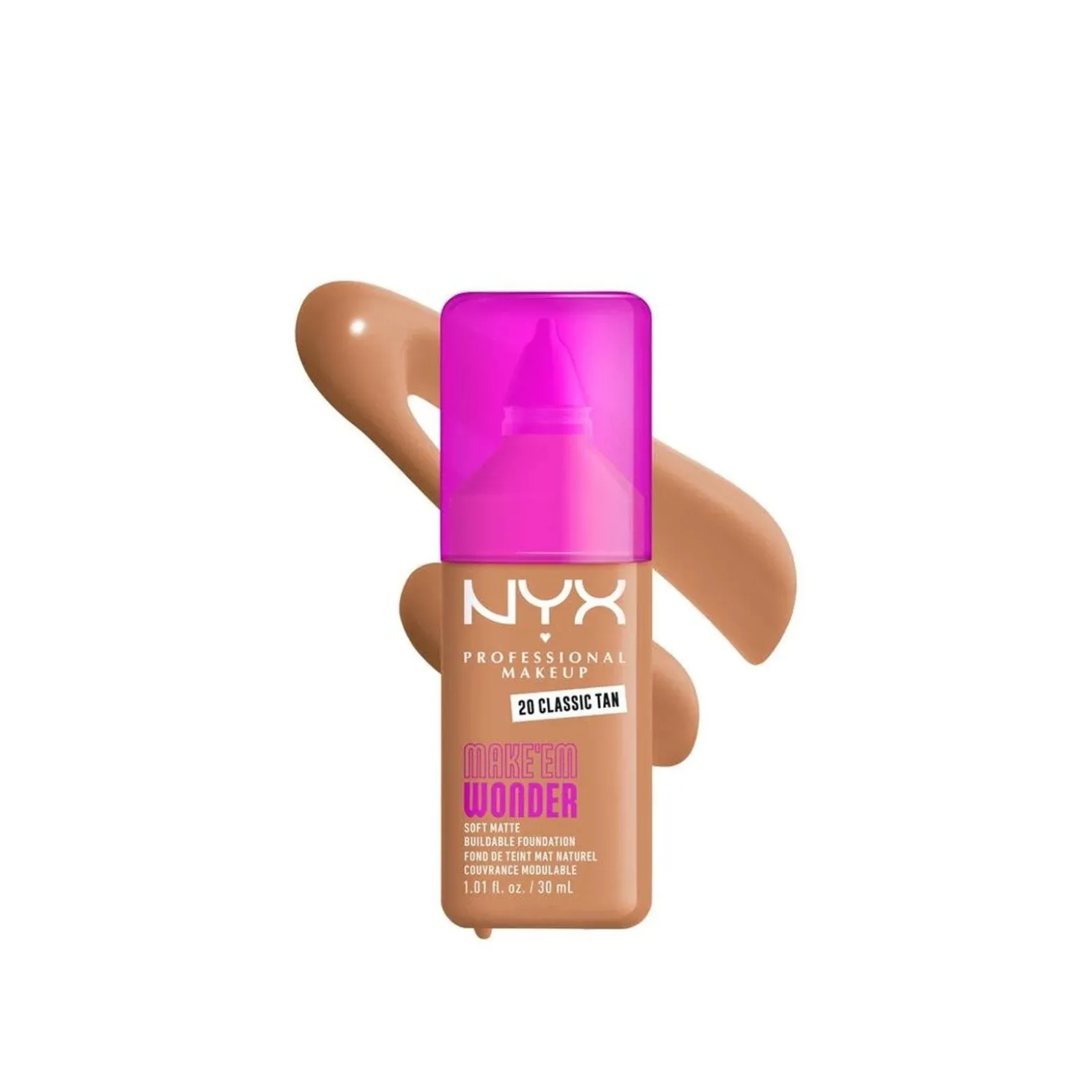 NYX Pro Makeup Make'em Wonder Soft Matte Buildable Foundation 20 Classic Tan 30ml (1.01floz)