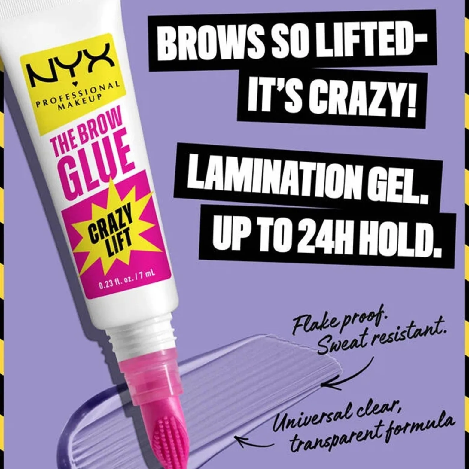 NYX Pro Makeup The Brow Glue Crazy Lift Brow Lamination Gel 01 Transparent 7ml (0.23floz)