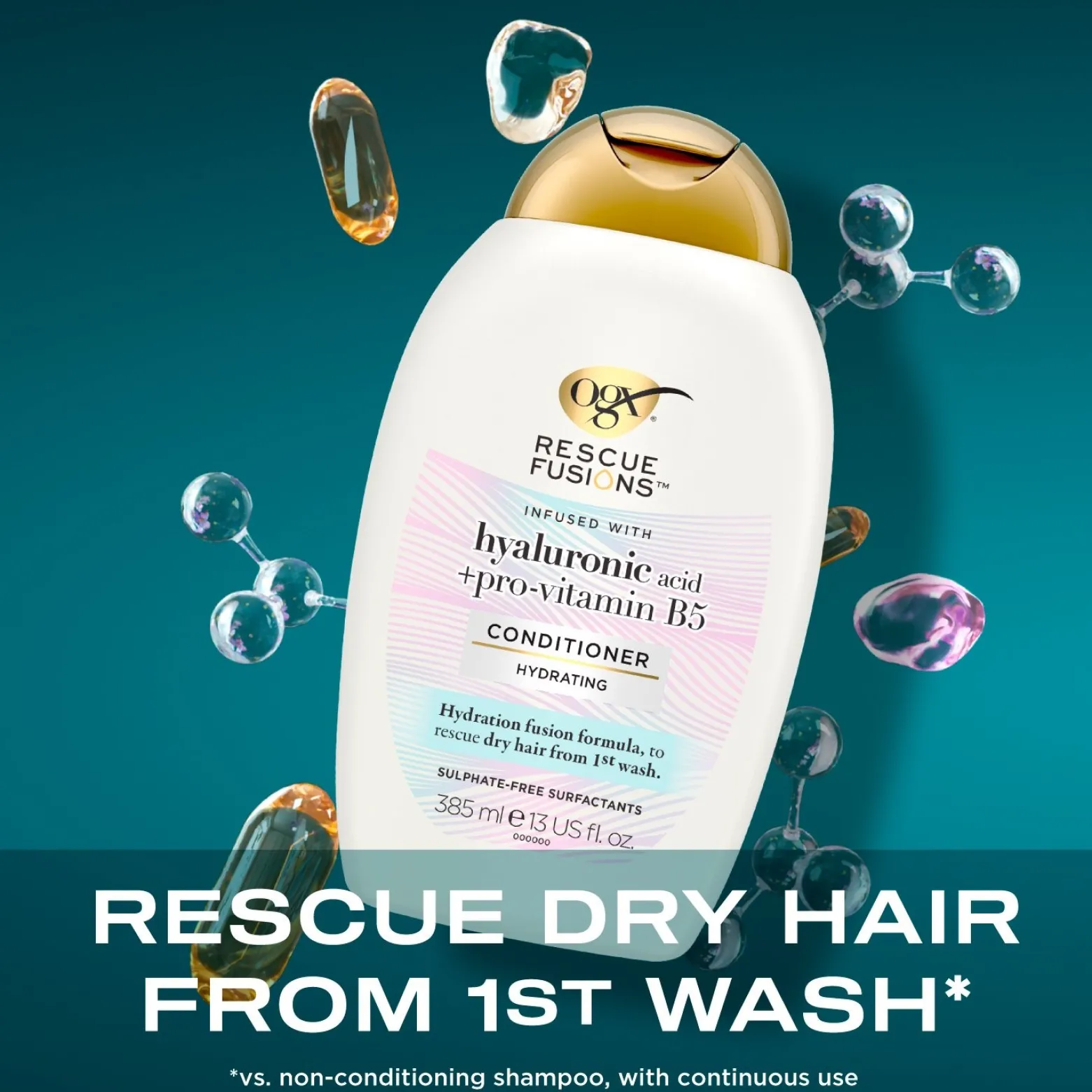 OGX Rescue Fusions Hyaluronic Acid + Pro-Vitamin B5 Conditioner 385ml (13floz)