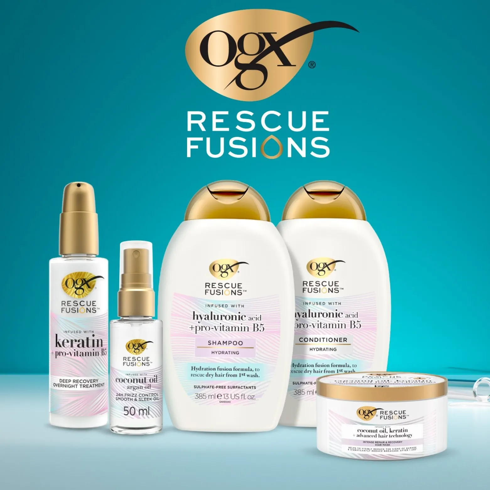 OGX Rescue Fusions Hyaluronic Acid + Pro-Vitamin B5 Conditioner 385ml (13floz)