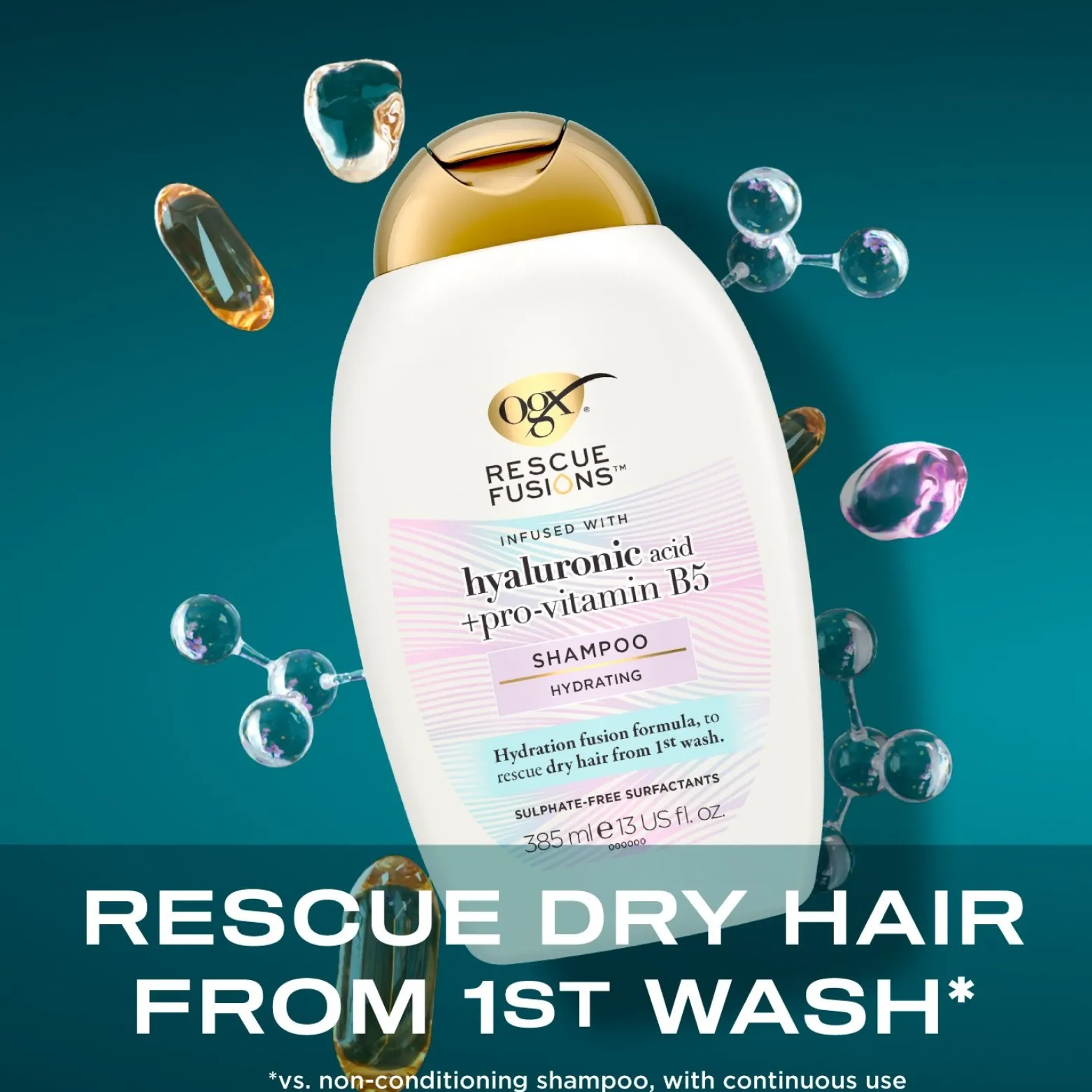 OGX Rescue Fusions Hyaluronic Acid + Pro-Vitamin B5 Shampoo 385ml (13floz)