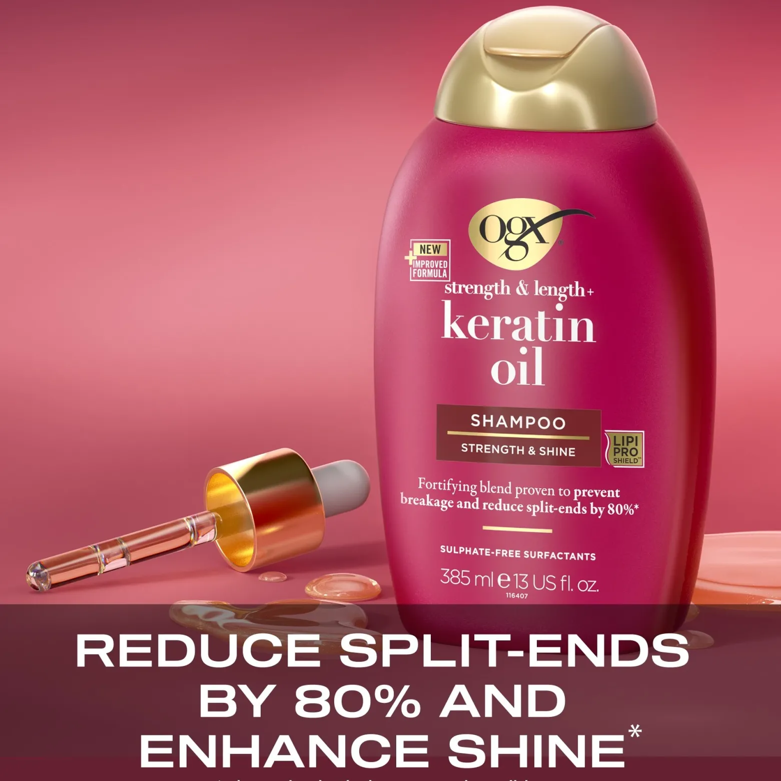 OGX Strength & Length + Keratin Oil Shampoo 385ml (13 fl oz)